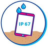 Pictogramme de l'indice IP d'une tablette mouillée