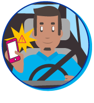 homme avec son smartphone au volant