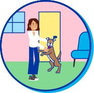 Picto femme et chien