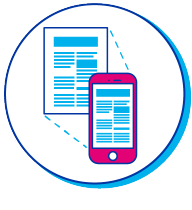 Pictogramme d'un téléphone qui scanne un document papier