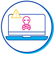 Pictogramme d'un ordinateur portable piraté
