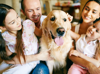 Famille avec chien de compagnie
