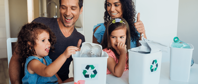 Tri des d&eacute;chets famille