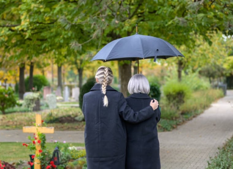 Femmes se dirigeant vers une tombe